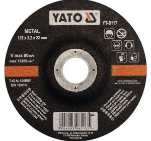Metal Cutting Disc 125 x 3.2 x 22mm Depressed Center Yato Brand YT-6117