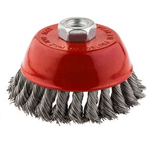 Bowl cup brush 100xM14, twisted stainless steel wire 0.50mm