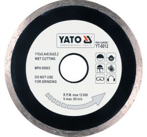 Diamond Blade Continous Rim 115 x 2.1 x 22.2mm Yato Brand YT-6012