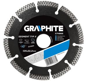 Laser welded X-type segmented diamond disc 125 x 22mm - multipurpose