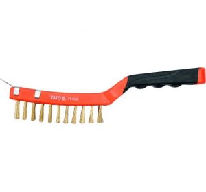 Wire Brush Brass With Plastic Handle 4 x 11 Rows 290mm w/Scraper Yato Brand YT-6345