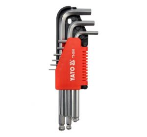 Hex Key With Ball 9Pcs  1,5-10Mm Crv Yato Brand YT-0505