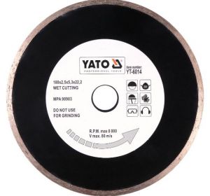 Diamond Blade Continous Rim 180 x 2.5 x 22.2mm Yato Brand YT-6014