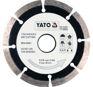 Diamond Blade Segmented-HS 115 x 2.1 x 22.2mm Yato Brand YT-6002