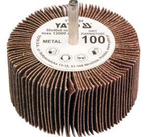 Flap Wheel with Shaft 80mm x 40mm x 6mm Grit 80 Yato Brand YT-83383
