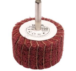 Flap+Abrassive Cloth with Shaft 50 x 30 x 6mm Grit:60-Coarse Brown Color Yato Brand YT-83390