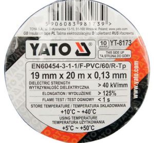 Insulation Tape 10pcs/set 19mm x 10M Assorted colors Yato Brand YT-8173