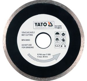 Diamond Blade Continous Rim 125 x 2.2 x 22.2mm Yato Brand YT-6013