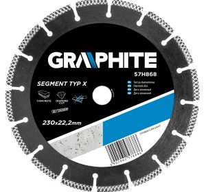 Laser welded X-type segmented diamond disc 230 x 22mm - multipurpose