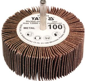 Flap Wheel With Shaft 80 x 30 x 6mm Grit:120 Brown Color Yato Brand YT-83375