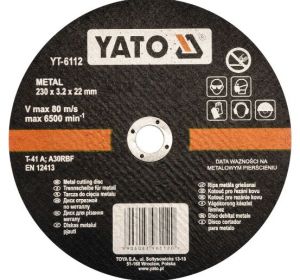 Metal Cutting Disc 230 x 3.2 x 22mm Yato Brand YT-6112