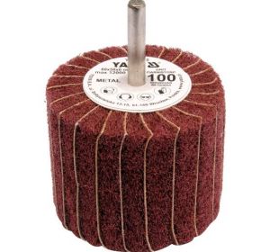 Flap+Abrassive Cloth with Shaft 60 x 50 x 6mm Grit:200-Coarse Brown Color Yato Brand YT-83397